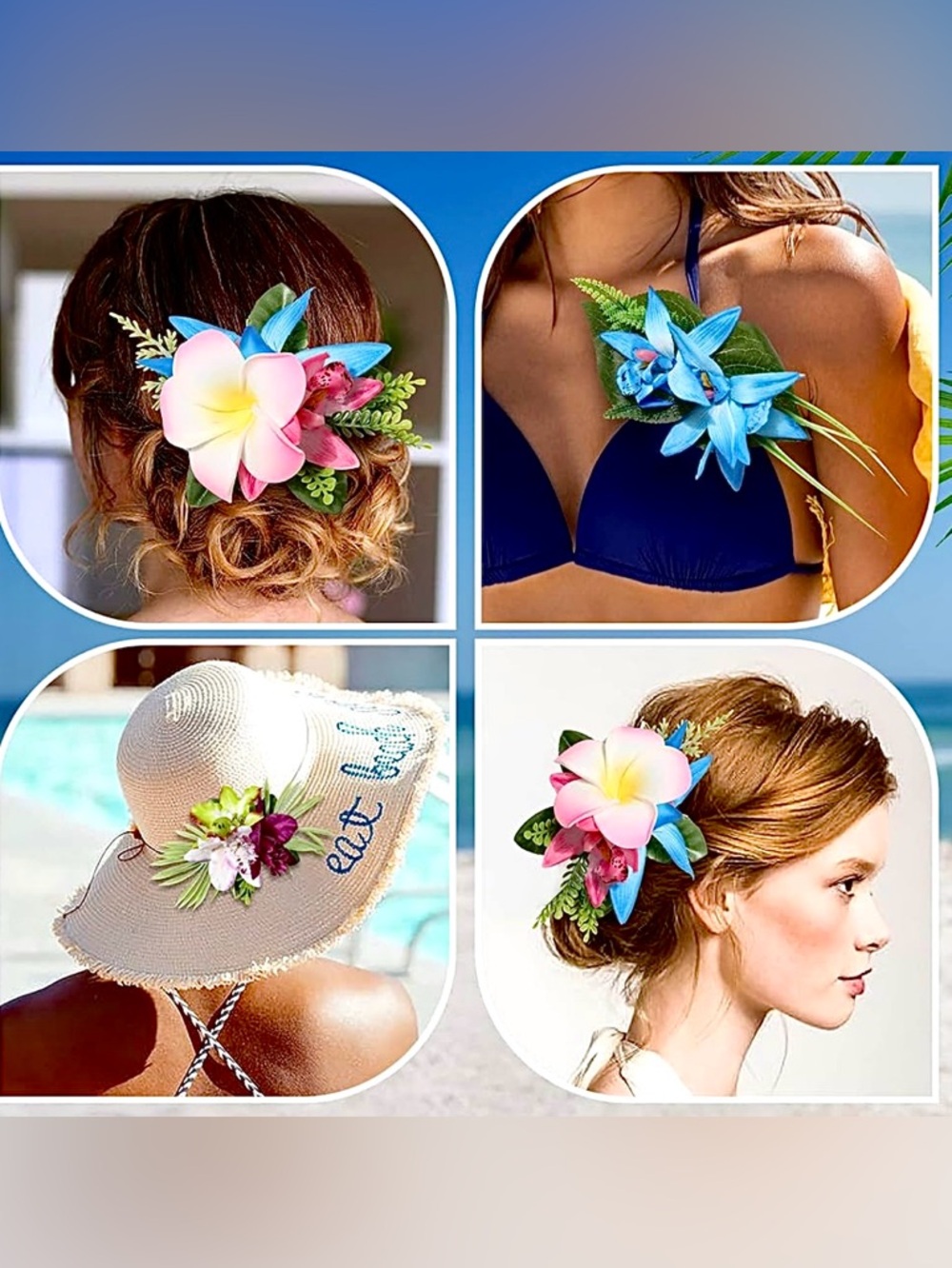 Tropical Floral Hair Clips - Accessories